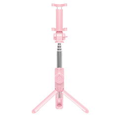 Extendable Folding Handheld Selfie Stick Tripod Bluetooth Remote Shutter Universal T32 for Huawei Y7a Pink