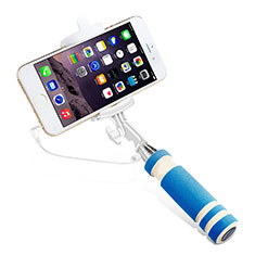 Extendable Folding Wired Handheld Selfie Stick Universal S01 for Oppo Reno6 Z 5G Sky Blue