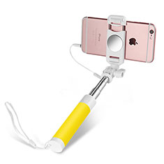 Extendable Folding Wired Handheld Selfie Stick Universal S02 for Oppo Reno8 Lite 5G Yellow