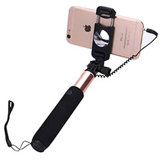 Extendable Folding Wired Handheld Selfie Stick Universal S04 for Apple iPhone 12 Rose Gold