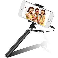 Extendable Folding Wired Handheld Selfie Stick Universal S06 for Huawei Enjoy 9 Plus Black