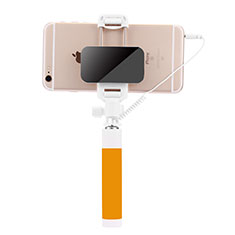 Extendable Folding Wired Handheld Selfie Stick Universal S07 for Apple iPhone 13 Pro Max Yellow