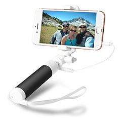 Extendable Folding Wired Handheld Selfie Stick Universal S09 for LG K22 Black
