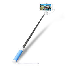 Extendable Folding Wired Handheld Selfie Stick Universal S10 for Alcatel 1 Sky Blue