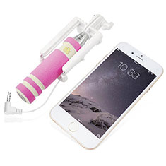 Extendable Folding Wired Handheld Selfie Stick Universal S18 for Oppo A53s Pink