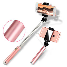 Extendable Folding Wired Handheld Selfie Stick Universal S22 for Apple iPhone 13 Pro Max Rose Gold