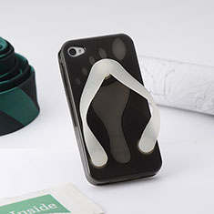 Flip Flops Transparent Gel Soft Case for Apple iPhone 4 Gray