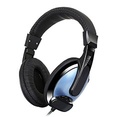Foldable Sports Stereo Earphone Headset H53 for Alcatel 3 2019 Blue
