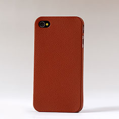 Hard Rigid Plastic Leather Snap On Case for Apple iPhone 4S Brown