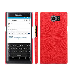 Hard Rigid Plastic Leather Snap On Case for Blackberry Priv Red