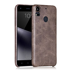 Hard Rigid Plastic Leather Snap On Case for HTC Desire 10 Pro Brown