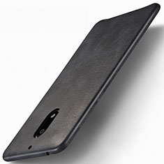 Hard Rigid Plastic Leather Snap On Case for Nokia 6 Black