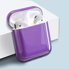 Hard Rigid Plastic Matte Finish Case Back Cover for Apple Airpods Charging Box Purple