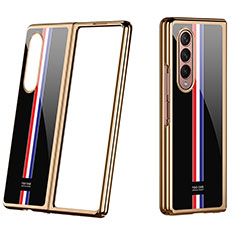 Hard Rigid Plastic Matte Finish Case Back Cover P07 for Samsung Galaxy Z Fold3 5G Gold and Black
