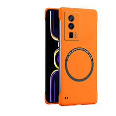 Hard Rigid Plastic Matte Finish Case Back Cover with Mag-Safe Magnetic for Xiaomi Poco F5 Pro 5G Orange