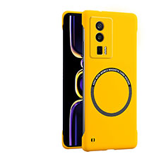 Hard Rigid Plastic Matte Finish Case Back Cover with Mag-Safe Magnetic for Xiaomi Poco F5 Pro 5G Yellow