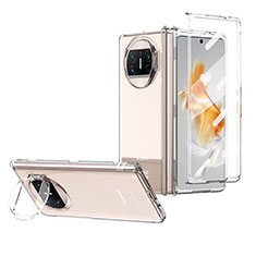 Hard Rigid Plastic Matte Finish Case Back Cover with Stand ZL1 for Huawei Mate X3 Clear
