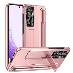 Hard Rigid Plastic Matte Finish Case Back Cover with Stand ZL1 for Samsung Galaxy S22 Plus 5G Rose Gold