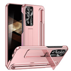Hard Rigid Plastic Matte Finish Case Back Cover with Stand ZL1 for Samsung Galaxy S24 Plus 5G Rose Gold