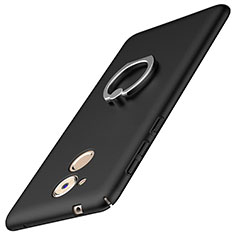 Hard Rigid Plastic Matte Finish Case Cover with Finger Ring Stand A01 for Huawei Enjoy 6S Black