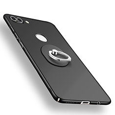 Hard Rigid Plastic Matte Finish Case Cover with Finger Ring Stand A01 for Huawei Enjoy 8 Plus Black