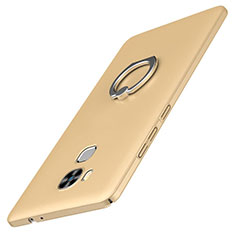 Hard Rigid Plastic Matte Finish Case Cover with Finger Ring Stand A01 for Huawei G9 Plus Gold
