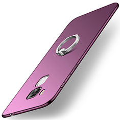 Hard Rigid Plastic Matte Finish Case Cover with Finger Ring Stand A01 for Huawei G9 Plus Purple