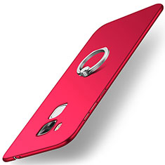 Hard Rigid Plastic Matte Finish Case Cover with Finger Ring Stand A01 for Huawei G9 Plus Red