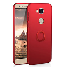 Hard Rigid Plastic Matte Finish Case Cover with Finger Ring Stand A01 for Huawei GR5 Red