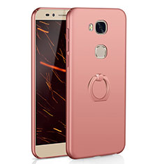 Hard Rigid Plastic Matte Finish Case Cover with Finger Ring Stand A01 for Huawei Honor 5X Rose Gold
