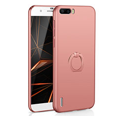 Hard Rigid Plastic Matte Finish Case Cover with Finger Ring Stand A01 for Huawei Honor 6 Plus Rose Gold