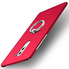 Hard Rigid Plastic Matte Finish Case Cover with Finger Ring Stand A01 for Huawei Honor 6X Red