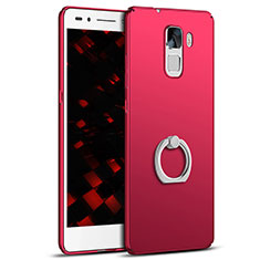 Hard Rigid Plastic Matte Finish Case Cover with Finger Ring Stand A01 for Huawei Honor 7 Dual SIM Red