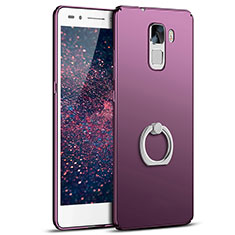 Hard Rigid Plastic Matte Finish Case Cover with Finger Ring Stand A01 for Huawei Honor 7 Purple