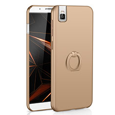 Hard Rigid Plastic Matte Finish Case Cover with Finger Ring Stand A01 for Huawei Honor 7i shot X Gold