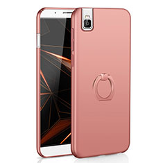 Hard Rigid Plastic Matte Finish Case Cover with Finger Ring Stand A01 for Huawei Honor 7i shot X Rose Gold