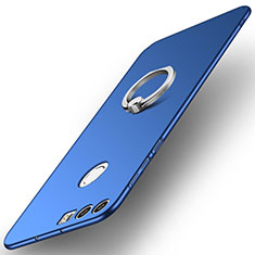 Hard Rigid Plastic Matte Finish Case Cover with Finger Ring Stand A01 for Huawei Honor 8 Blue