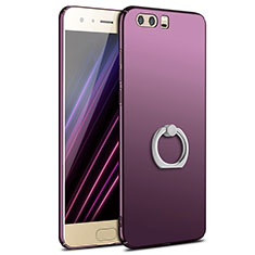 Hard Rigid Plastic Matte Finish Case Cover with Finger Ring Stand A01 for Huawei Honor 9 Premium Purple