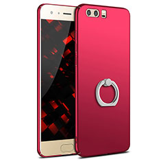 Hard Rigid Plastic Matte Finish Case Cover with Finger Ring Stand A01 for Huawei Honor 9 Premium Red