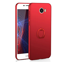 Hard Rigid Plastic Matte Finish Case Cover with Finger Ring Stand A01 for Huawei Honor Play 5 Red