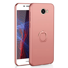 Hard Rigid Plastic Matte Finish Case Cover with Finger Ring Stand A01 for Huawei Honor Play 5 Rose Gold