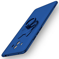 Hard Rigid Plastic Matte Finish Case Cover with Finger Ring Stand A01 for Huawei Mate 10 Blue