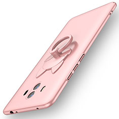 Hard Rigid Plastic Matte Finish Case Cover with Finger Ring Stand A01 for Huawei Mate 10 Rose Gold