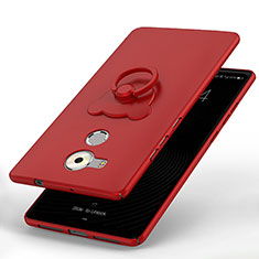 Hard Rigid Plastic Matte Finish Case Cover with Finger Ring Stand A01 for Huawei Mate 8 Red