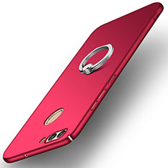 Hard Rigid Plastic Matte Finish Case Cover with Finger Ring Stand A01 for Huawei Nova 2 Plus Red