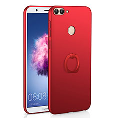 Hard Rigid Plastic Matte Finish Case Cover with Finger Ring Stand A01 for Huawei P Smart Red