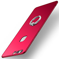 Hard Rigid Plastic Matte Finish Case Cover with Finger Ring Stand A01 for Huawei P9 Plus Red