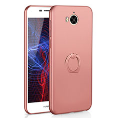 Hard Rigid Plastic Matte Finish Case Cover with Finger Ring Stand A01 for Huawei Y5 (2017) Rose Gold