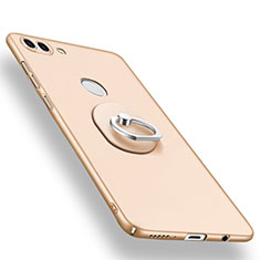 Hard Rigid Plastic Matte Finish Case Cover with Finger Ring Stand A01 for Huawei Y9 (2018) Gold