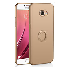 Hard Rigid Plastic Matte Finish Case Cover with Finger Ring Stand A01 for Samsung Galaxy C5 SM-C5000 Gold
